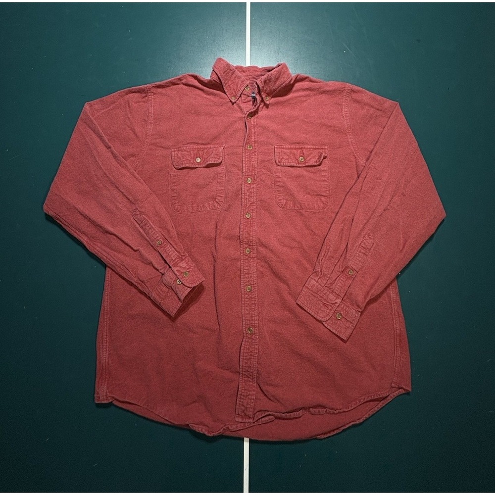 VTG 90s St Johns Bay Chamois Cloth Shirt Mens XL Tall Red Thick Flannel Workwear